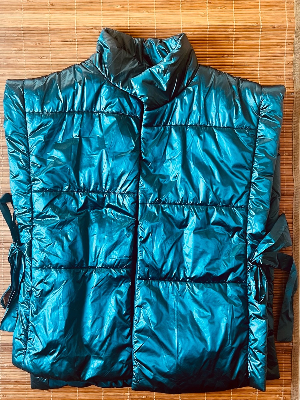 Pilcro Shiny Teal Quilted Puffer Vest with Side Ties